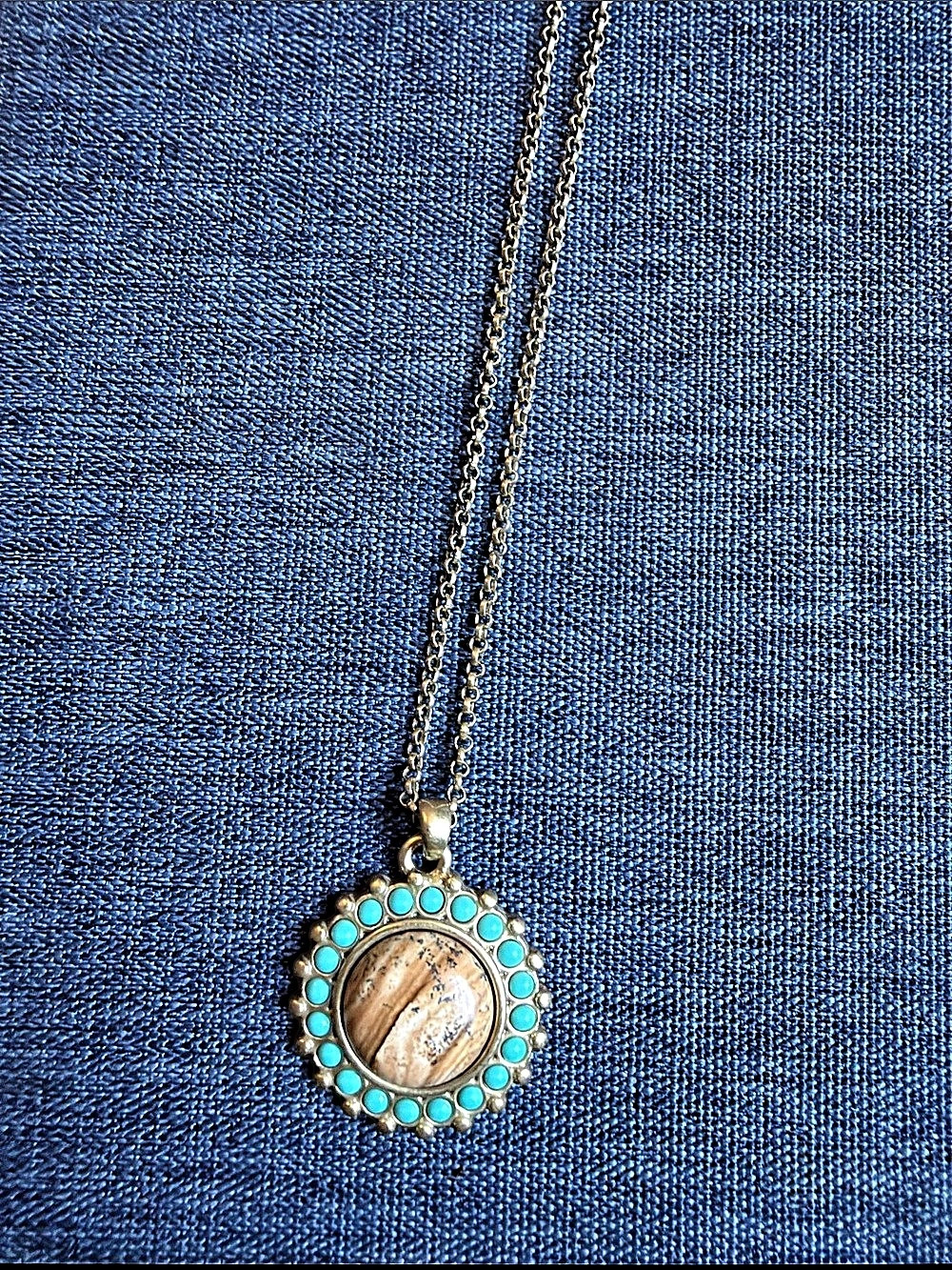 Turquoise Pendant Necklace in Gold & Blue